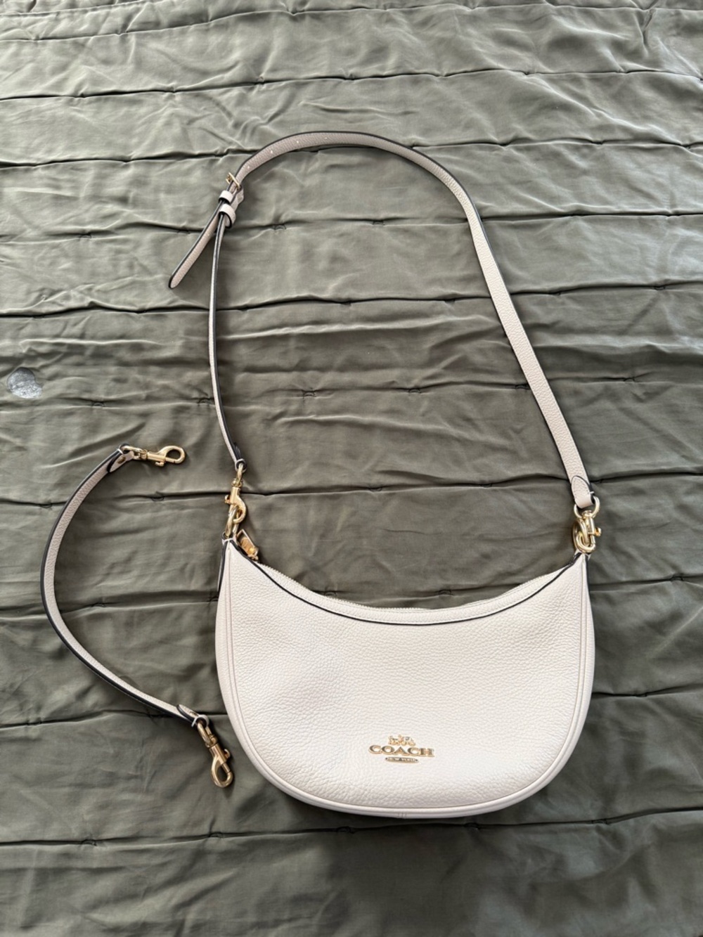 Coach Pebbled Leather Aria Shoulder Bag / Chalk - Picture 4 of 12